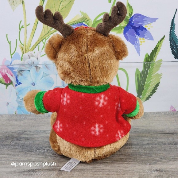 Hobby Lobby Teddy Bear Plush 13" Reindeer Antlers Beary Christmas Shirt Snowman - Picture 5 of 6